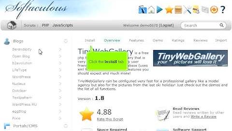 How to install TinyWebGallery from Softaculous