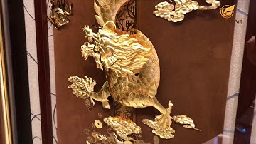 Tranh rồng phú quý dát vàng 24k