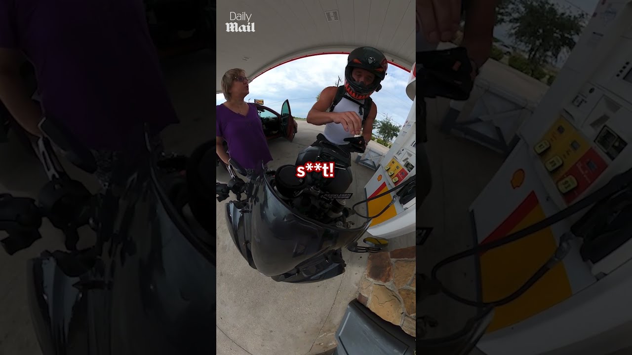 Angry Woman Confronts Biker After He Pulled Into Gas Station