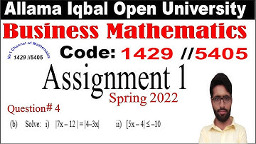 AIOU 1429|5405 code business mathematics guess paper || assignment 1 question 4 (b part) solution