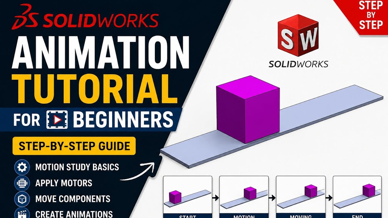 SolidWorks Animation Tutorial for Beginners | Step-by-Step Motion Study ...