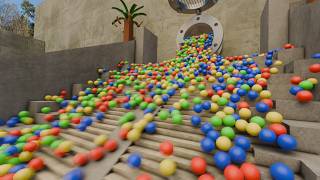 RELAXING Ball Cascade – Watch Colorful BALLS ROLL Downstairs – Blender 3D Animation