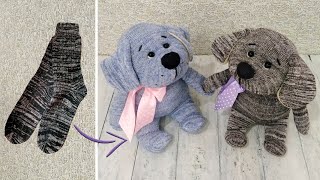 Как сшить собачку из носков  How to make a sock puppy dog