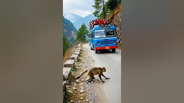 Heroic Monkey Saves All Passengers Of Bus From An Accident! #humanity #animals #wildlife #monkey