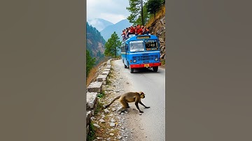 Heroic Monkey Saves All Passengers Of Bus From An Accident! #humanity #animals #wildlife #monkey
