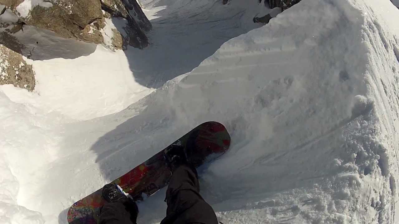 Jackson Hole Corbets Couloir snowboard drop in 2/15/2012