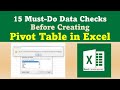 15 Must-Do Data Checks Before Creating a Pivot Table in Excel || Pivot Table Errors