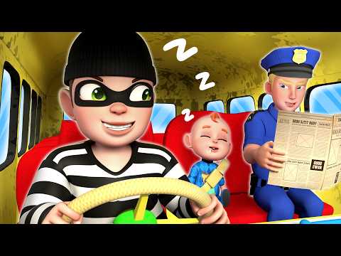 ¡Hay un ladrón en el autobús! | El policía cuida al bebé | Canciones infantiles de Rosoo