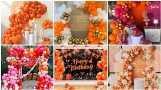 Orange with gold and pink birthday balloon decorations/trend dark orange birthday party theme