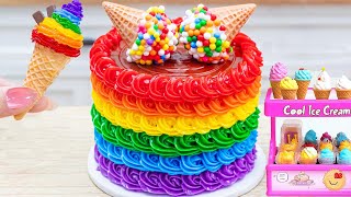 Rainbow Cake Recipes💘Lovely Rainbow Ice Cream Cake💘 by HT Mini Cakes