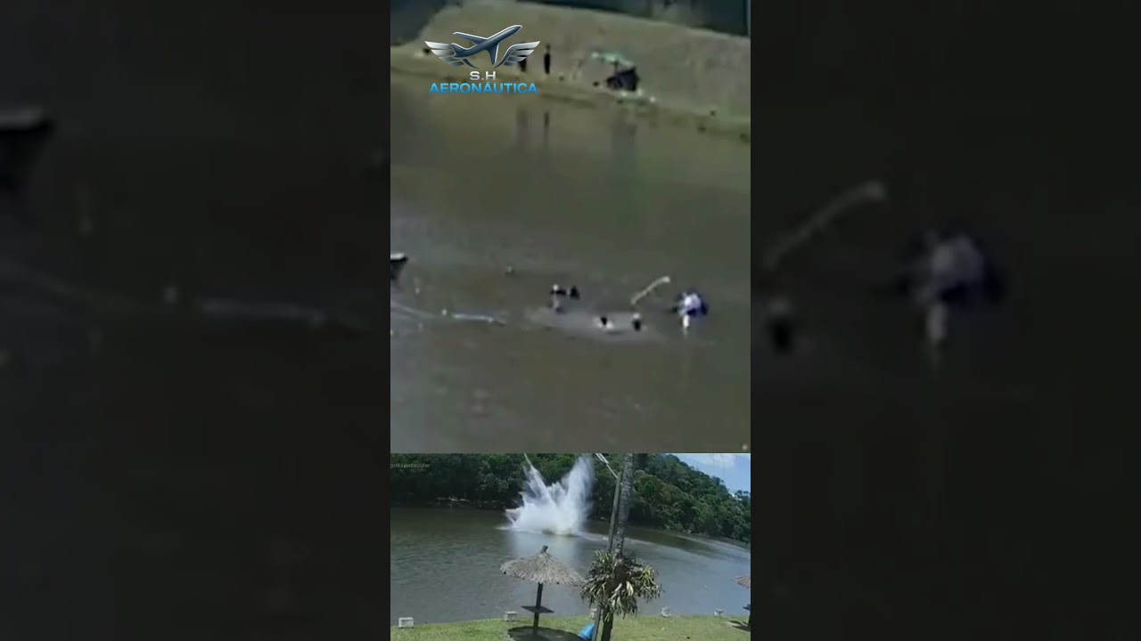 Helicóptero cae en espiral antes de estrellarse contra un lago en Brasil!!