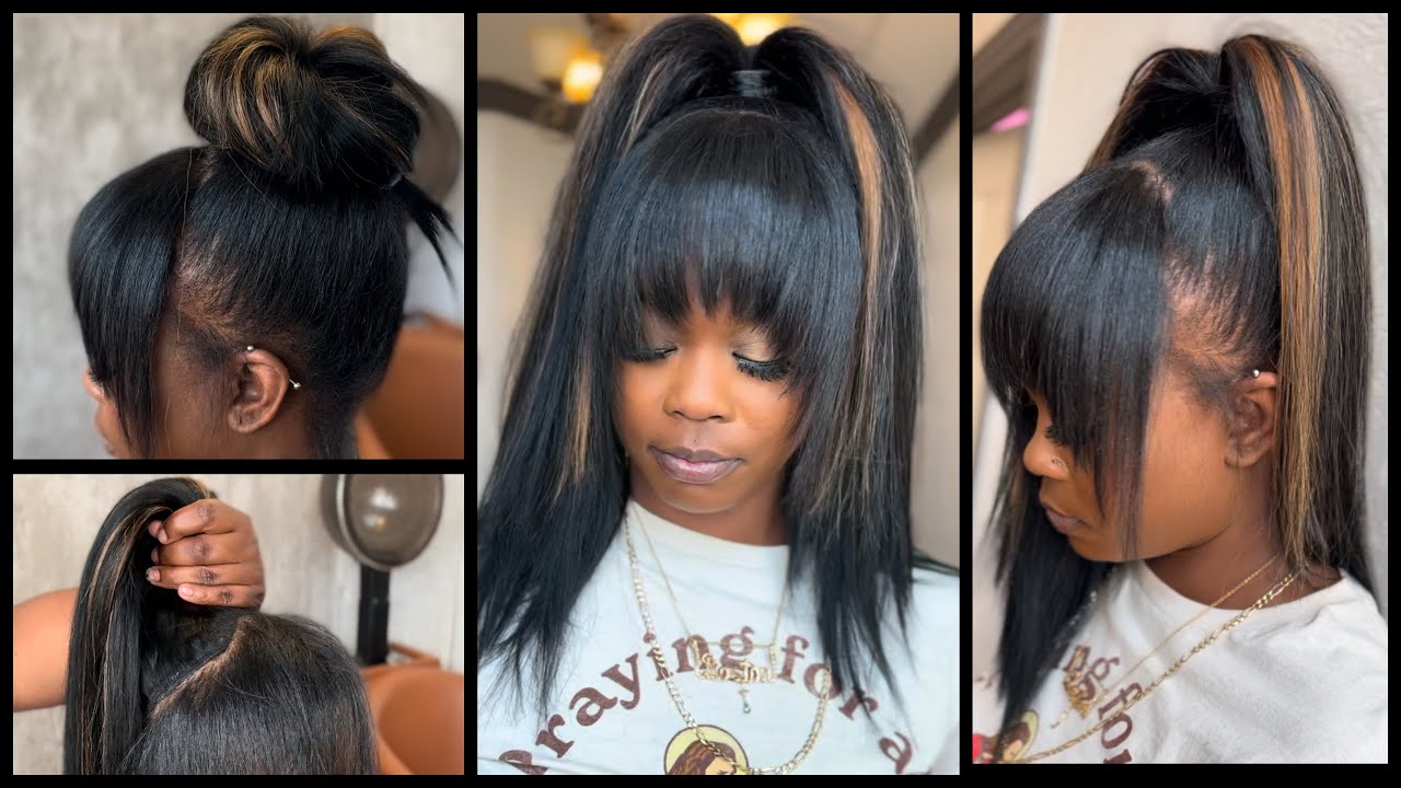 How to do a Quickweave Ponytail | Messy Valley Girl Ponytail w/ Bangs