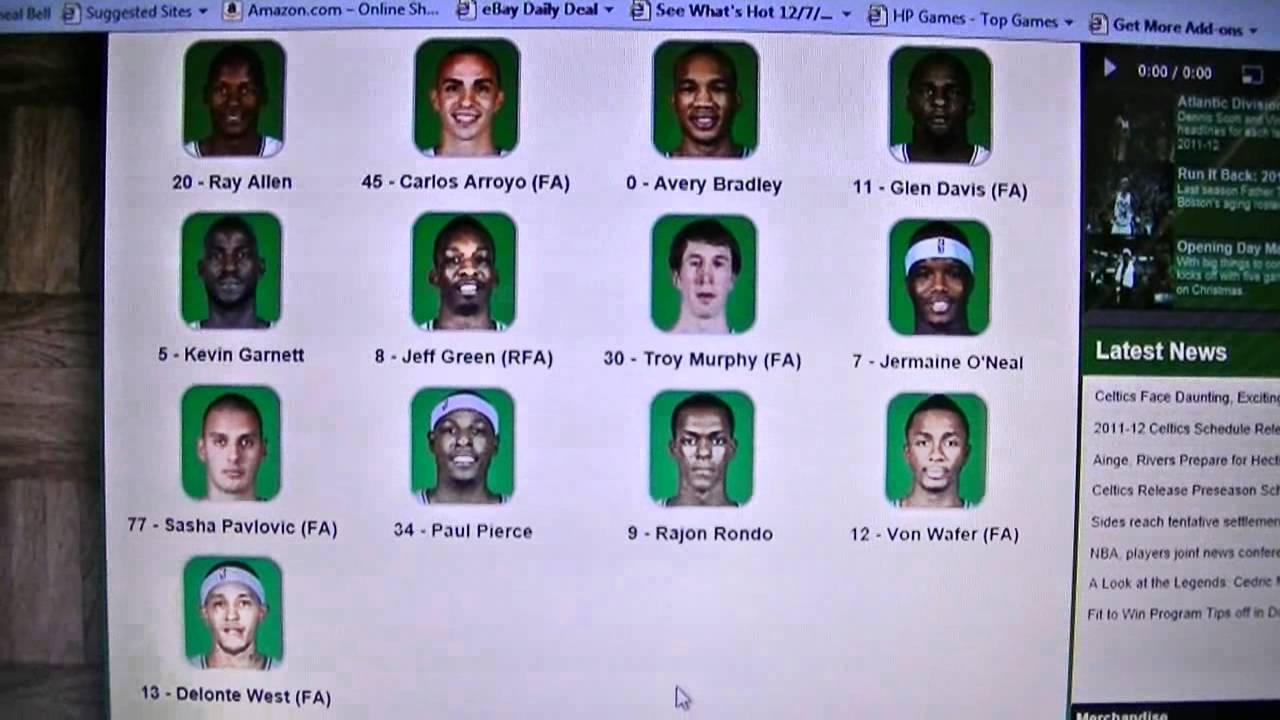 Boston Celtics Roster 2011 2012 Youtube