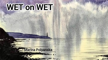 Watercolor painting WET on WET Landscape SKY Tutorial for Beginners Demo Lesson Step/Step Seascape 