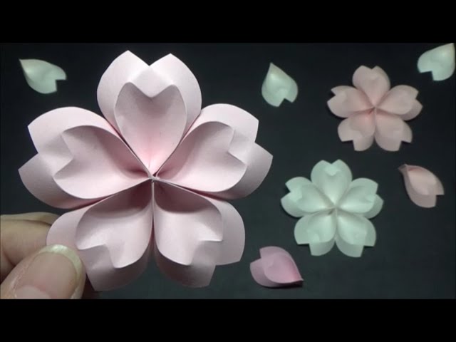 （画用紙）春の飾り　かわいい桜の花の作り方【DIY】(Drawing paper)Spring decoration　Cute cherry blossom