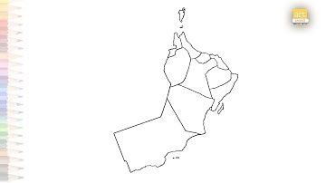 Oman map outline drawing with governorates | Art tutorial | How to draw Oman map step by step
