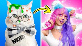 Nerd wished to become a Hello kitty 🐱🎀 From nerd to popular cat beauty makeover How to become a cat screenshot 4