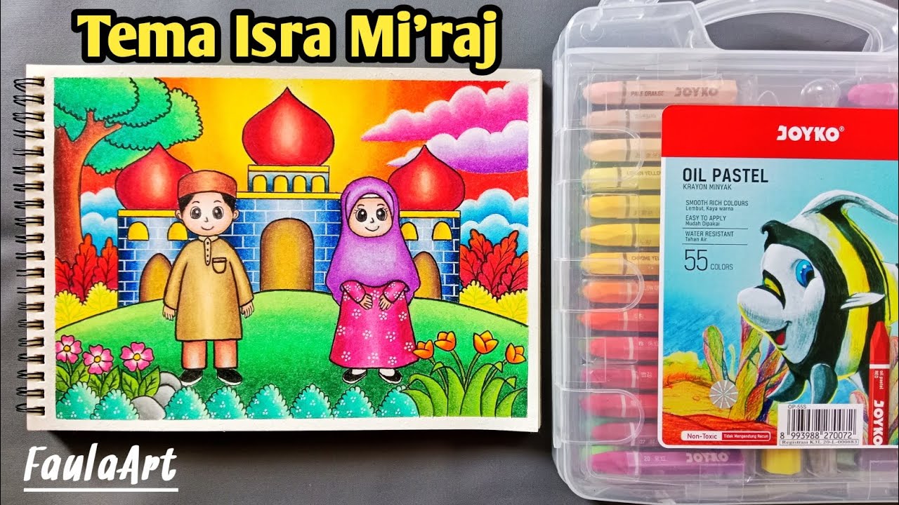 Tutorial Mewarnai Gambar Tema Isra Mi'raj Pakai Oil Pastel Joyko Kids