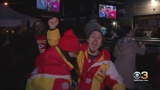 Kansas City Chiefs Fans Celebrate Super Bowl Win At Philly Bar