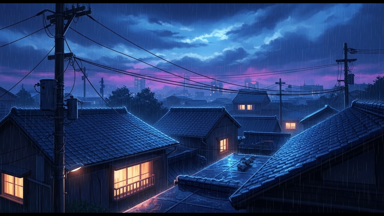 Retro Japan Night Drive 🌆 Lofi Hip Hop Beats 🎧 Calm Rain Study Session