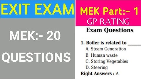 GP Rating MEK Part:- 1|| GP Rating|| Gp Exit Exam Questions || GP rating online question || MEK McQ