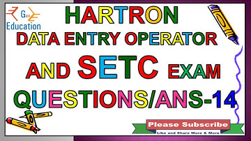 hartron data entry operator exam / hartron setc exam / computer mcq / hartron exam Question ans. 14