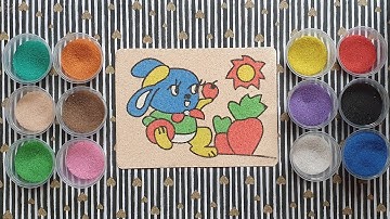 TRANH CÁT CON THỎ VÀ CỦ CÀ RỐT  CỰC ĐẸP - Very beautiful rabbit and carrot sand painting