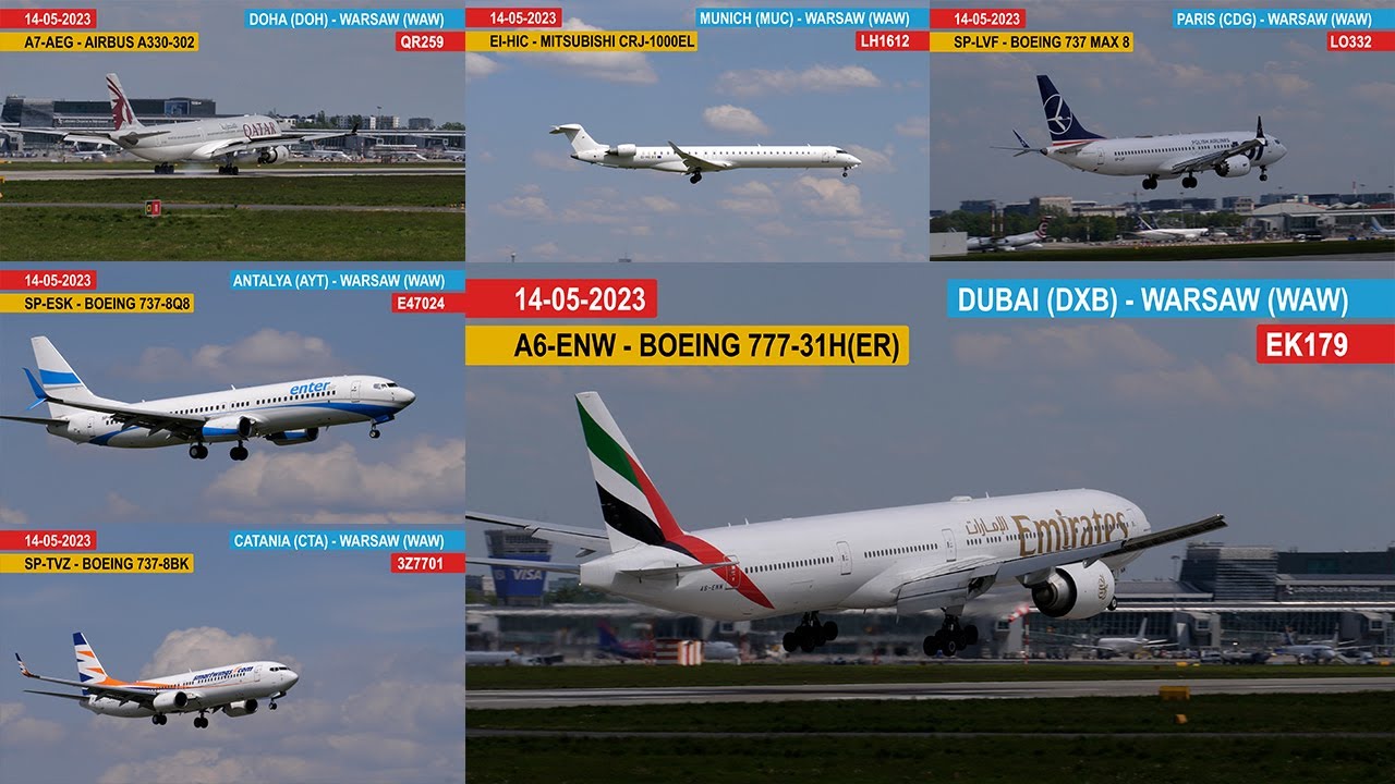 Przyloty i odloty samolotów - Lotnisko Chopina Warszawa - Plane Spotting at Chopin Airport #17 (4K)