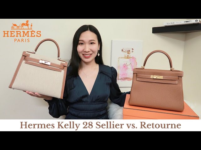 HERMES KELLY SELLIER VS. RETOURNE REVIEW & COMPARISON: WHAT FITS, MOD SHOTS  爱马仕Kelly外缝对比内缝 