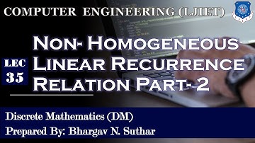 Lec-35_Non- Homogeneous Linear Recurrence Relation Part-2|Discrete Mathematics| Computer Engineering