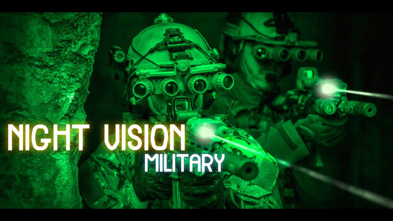 Premium Photo  Military operator in a dark room night vision green goggles  glowing