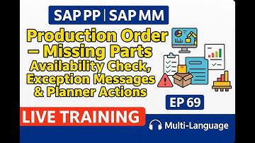 SAP PP MM Live | EP 69 | Production Order – Missing Parts | Availability Check, Exception Messages