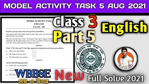 Class- 3 English (ইংরাজি) Model Activity Task Part- 5 Answer New Aug #WBBSE@GK With Kiron