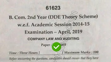 2019 Mdu BCom DDE 2nd year Business Company Law & Auditing Question Paper