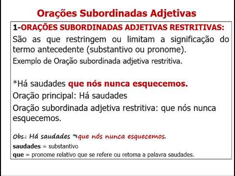 ORAÇÕES SUBORDINADAS DESENVOLVIDAS ADJETIVAS - YouTube