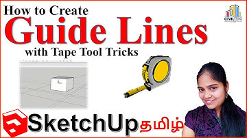 Google Sketchup in Tamil (தமிழ்) - Tape Measure Tool - Uses of Measuring Dimension and Guide lines