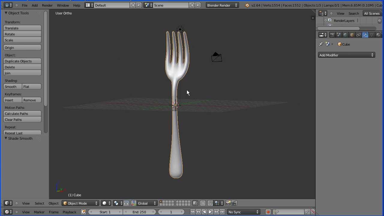 Blender 2.6 Modelling Tutorial Making a Dinner Table Fork Part 2