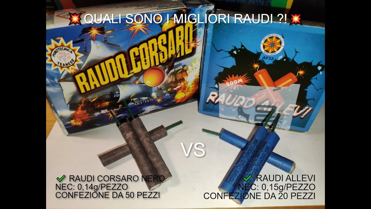 CONFRONTO TRA PETARDI: RAUDI CORSARO NERO vs RAUDI ALLEVI 