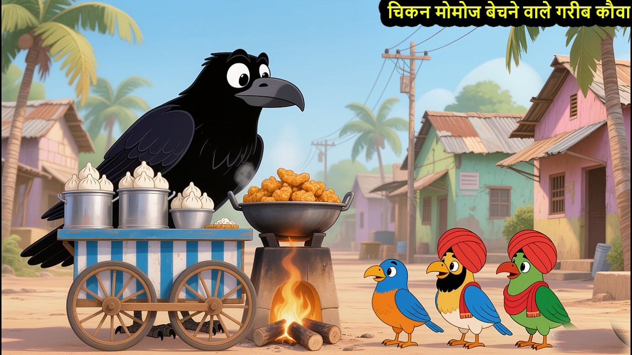 चिकन मोमोज बेचने वाले गरीब कौवा The poor crow selling chicken momos