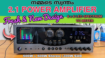 2.1 Power Amplifier with 8×8 LED Spectrum VU meter| 1000W Power Amplifier | Geestar 2.1 Remote kit