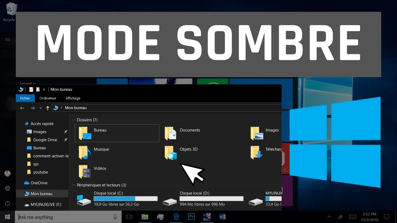 Comment Activer Désactiver Le Mode Sombre Sur Windows 10 Youtube