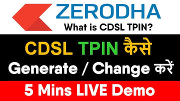Zerodha CDSL TPIN - What is CDSL TPIN | How to Generate CDSL TPIN | Forget CDSL TPIN (हिंदी)