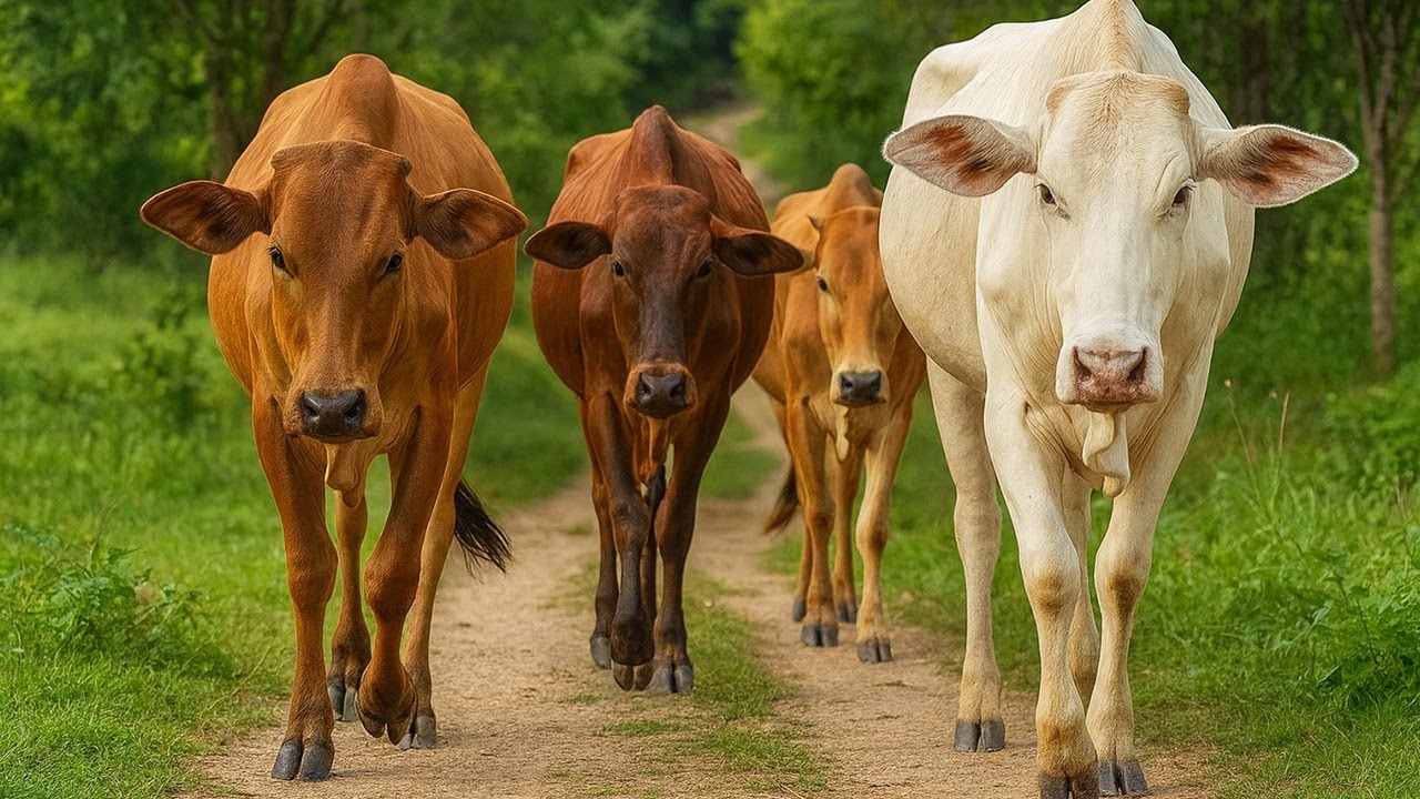 Video puluhan sapi lembu jinak di desa berlari pulang ke kandang saat hujan membasahi padang rumput
