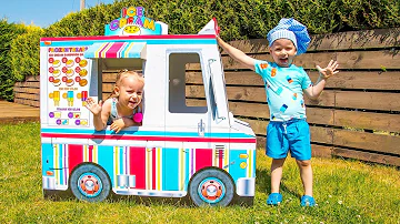 Gaby and Alex playing with Ice Cream Truck and pretend selling Ice Cream