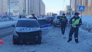 Патруль ДПС опрокинулся в Сургуте во время погони.