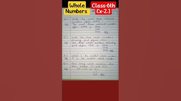 Whole Numbers, Class-6th,Ex-2.1 #Shatarthacademy #shalumahor