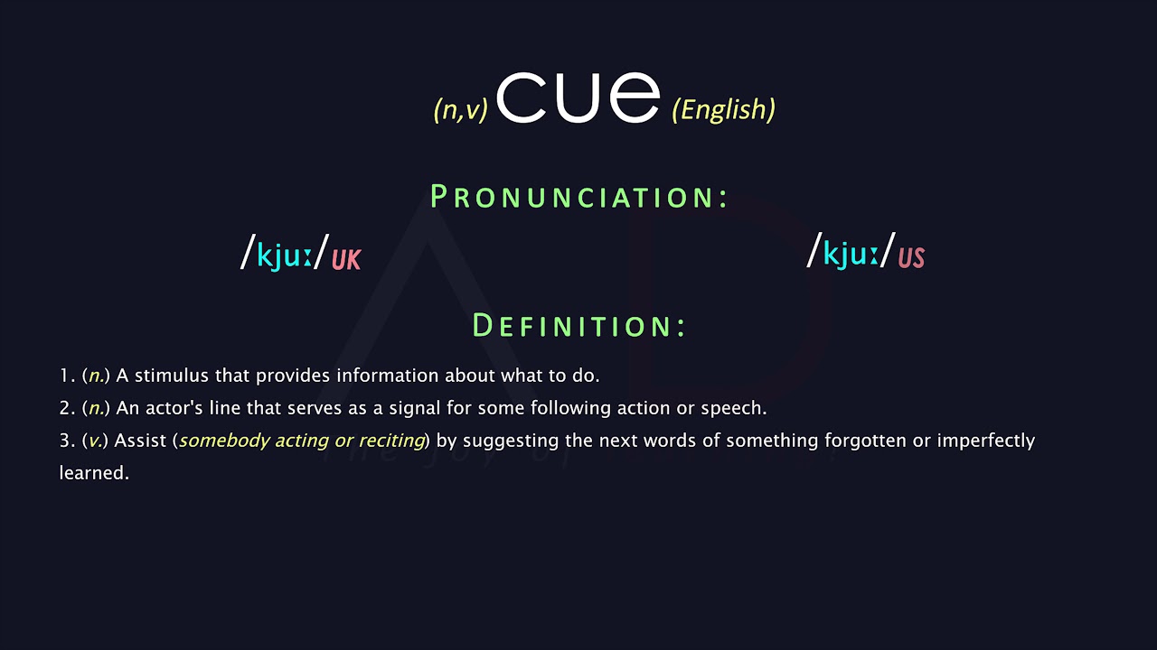 Cue Meaning And Pronunciation Audio Dictionary Youtube