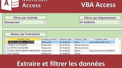 Extraire et filtrer les données en VBA Access