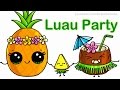 How to Draw Cartoon Pineapple and Coconut Cute step by step Luau Party