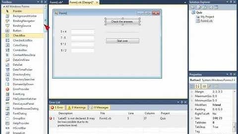 Microsoft Visual Basic 2010 Express - Tutorial - Quiz